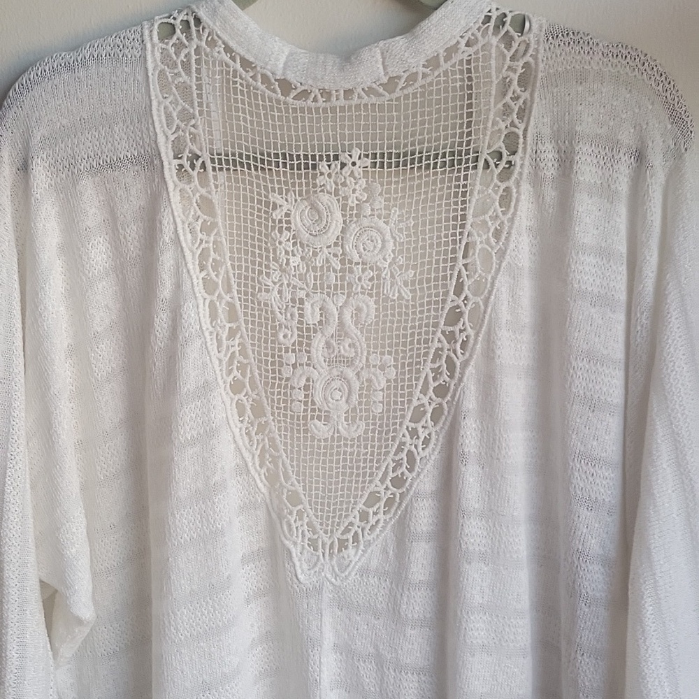 Pink Republic White Crochet Cardigan Sz L Good Condition - Picture 5 of 7